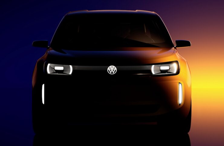 Vorschau auf den neue VW ID.1 der 2027 erscheinen soll. Bei dem Foto zeit eine Studie vor dumklen hintergrund!
